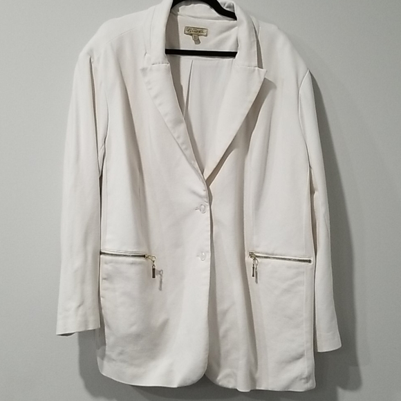 DIANE GILMAN DG2 - 3X Ponte Boyfriend Blazer Ivory - Picture 2 of 4